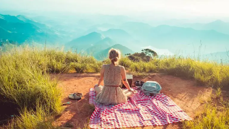 Woman picnicking alone